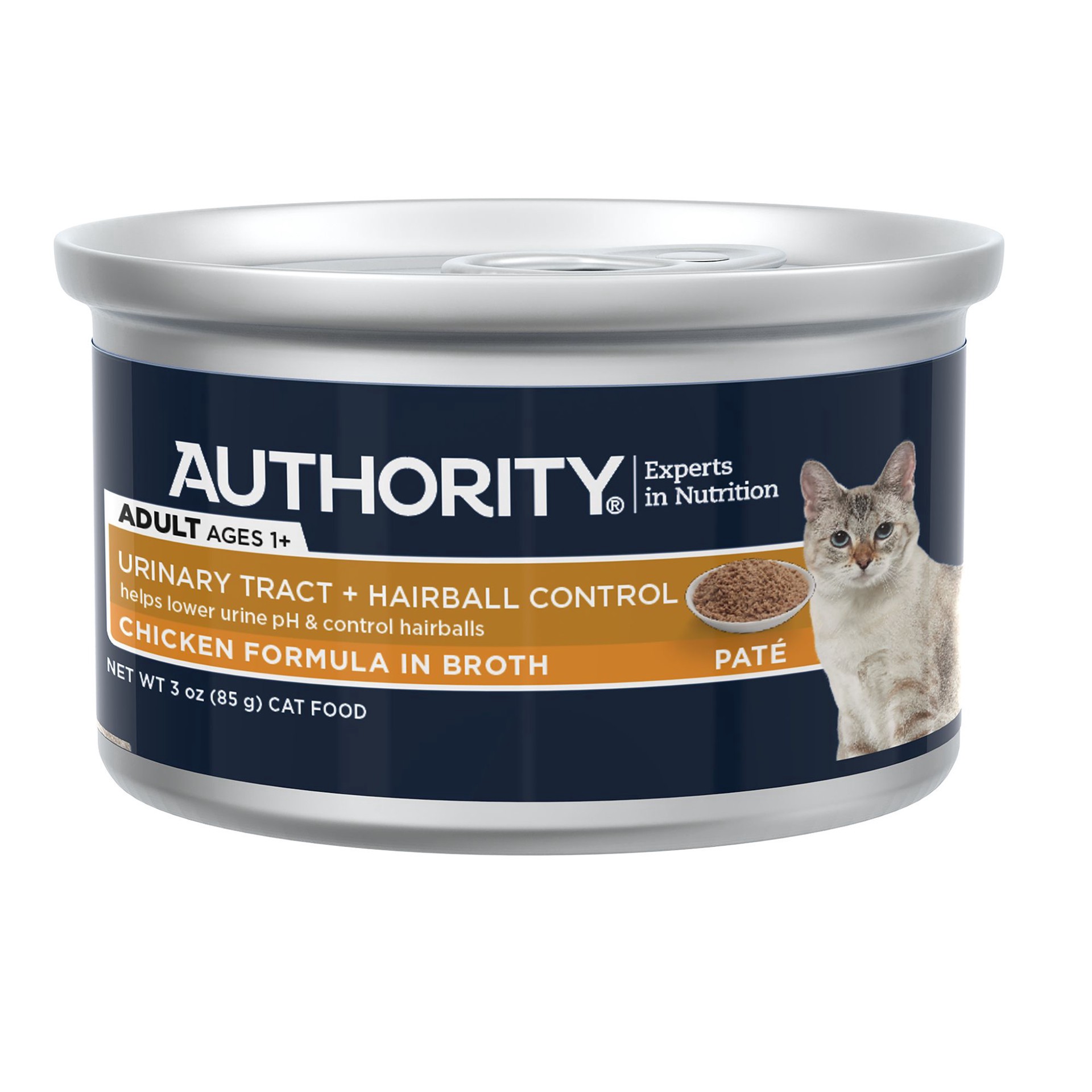 slide 1 of 1, Authority Urinary Tract Heath & Hairball Control Adult Cat Food - Pate, 3 Oz, 3 oz