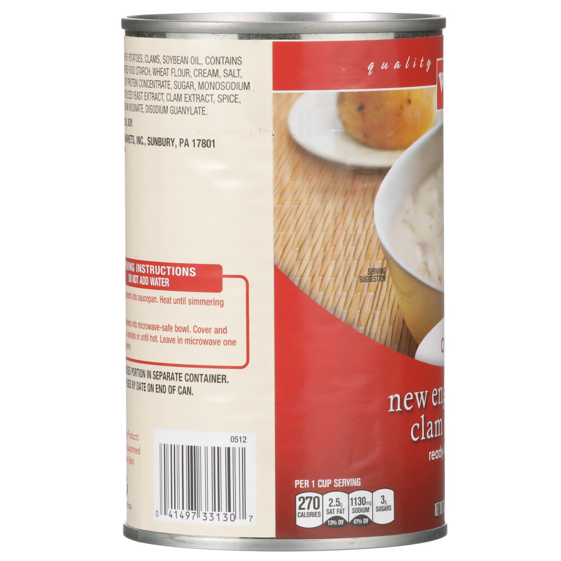 slide 3 of 6, Weis Quality New England Style Clam Chowder Chunky Soup, 18.8 oz