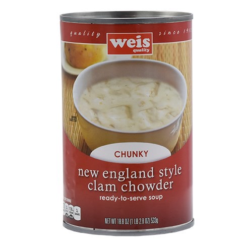 slide 1 of 6, Weis Quality New England Style Clam Chowder Chunky Soup, 18.8 oz