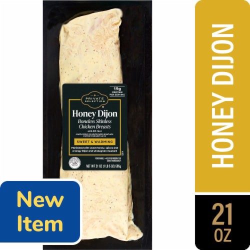 slide 1 of 1, Kroger Private Selection® Honey Dijon Boneless Skinless Chicken Breasts, 1.31 lb