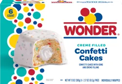 Wonder Crème Filled Confetti Cakes, Birthday Cake Inspired Snack Cakes, 10.5 oz, 6 Count