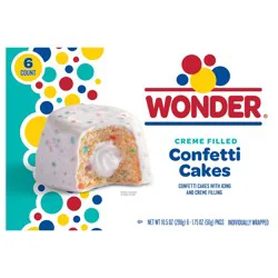 Wonder Crème Filled Confetti Cakes, Birthday Cake Inspired Snack Cakes, 10.5 oz, 6 Count