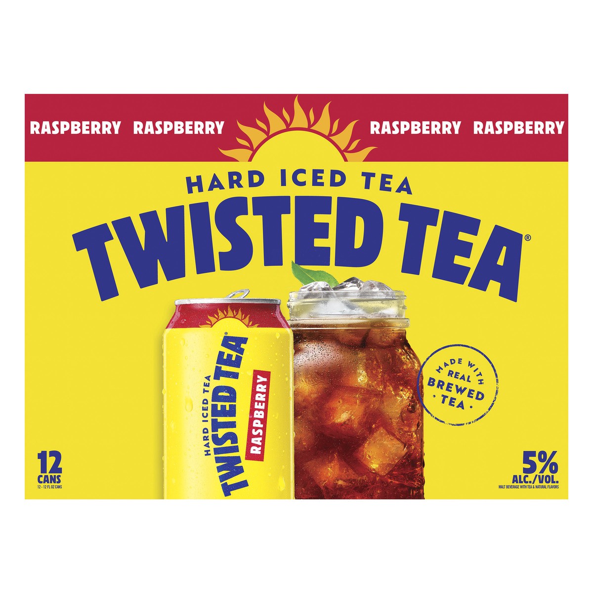 slide 5 of 8, Twisted Tea Raspberry, Hard Iced Tea (12 fl. oz. Can, 12pk.), 12 ct; 12 oz