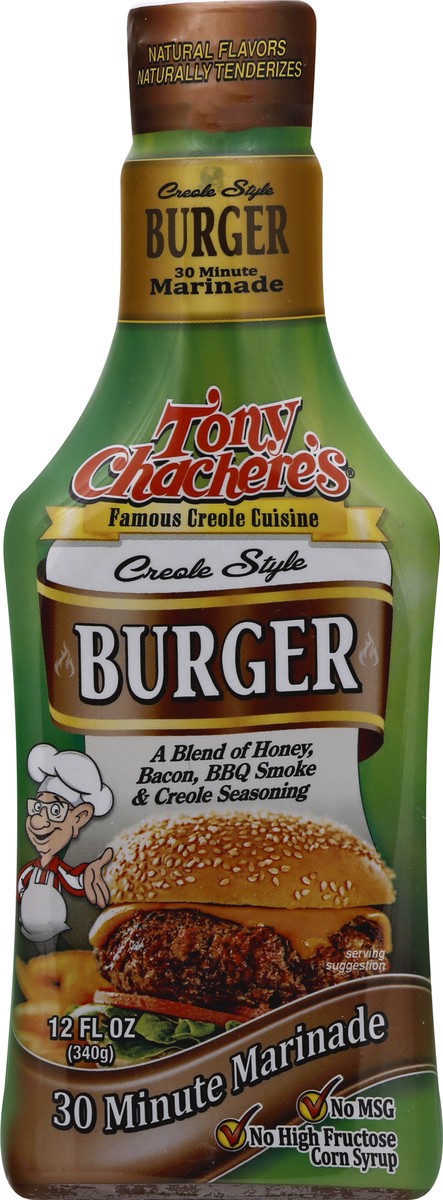 slide 2 of 12, Tony Chachere's Creole Style Burger Marinade, 12 fl oz