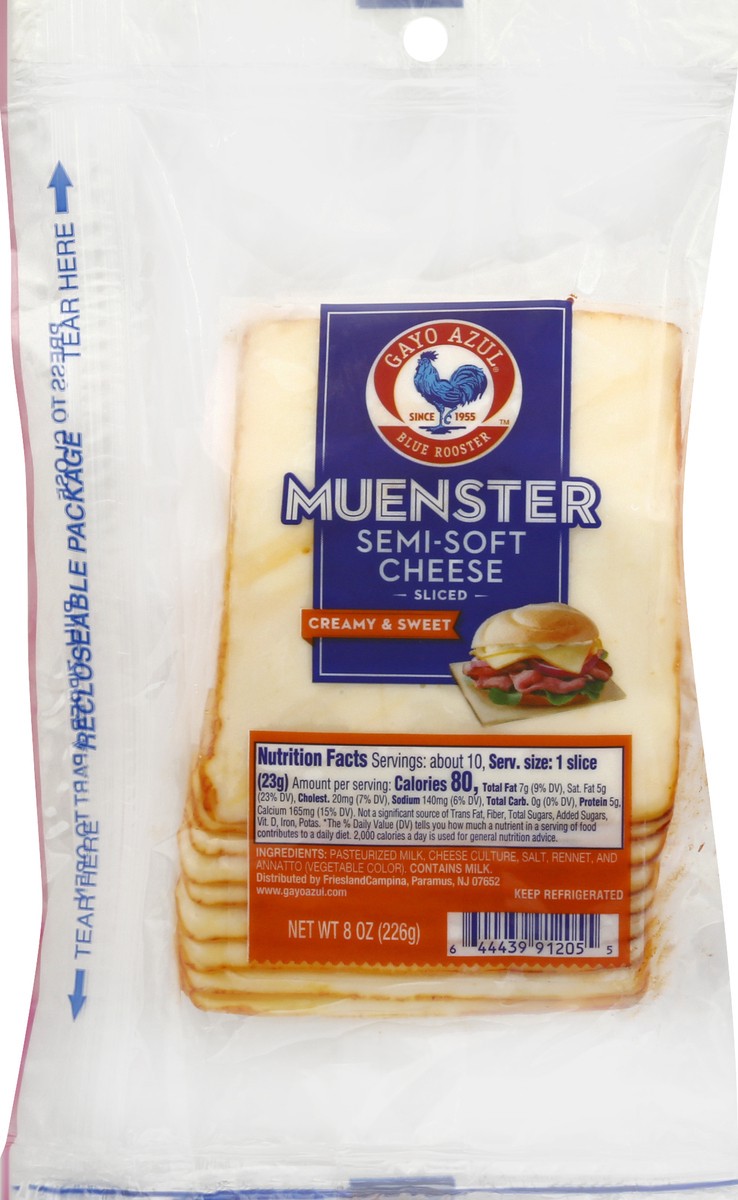 slide 2 of 11, Gayo Azul Semi-Soft Sliced Muenster Cheese 8 oz, 8 oz