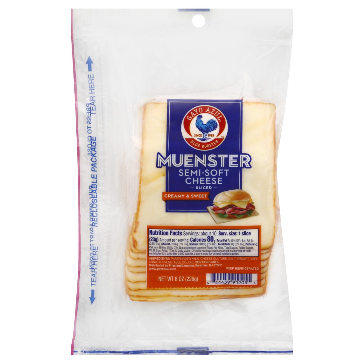slide 1 of 11, Gayo Azul Semi-Soft Sliced Muenster Cheese 8 oz, 8 oz