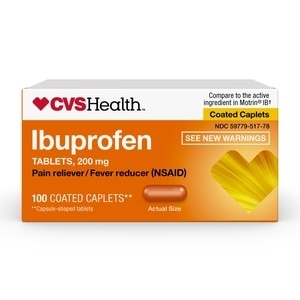 slide 1 of 1, CVS Health Ibuprofen Tablets, 200 Mg, Pain Reliever/Fever Reducer 100`S, 100 ct