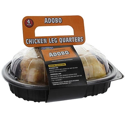 slide 1 of 1, Hill Country Fare Adobo Chicken Leg Quarter, 4 ct