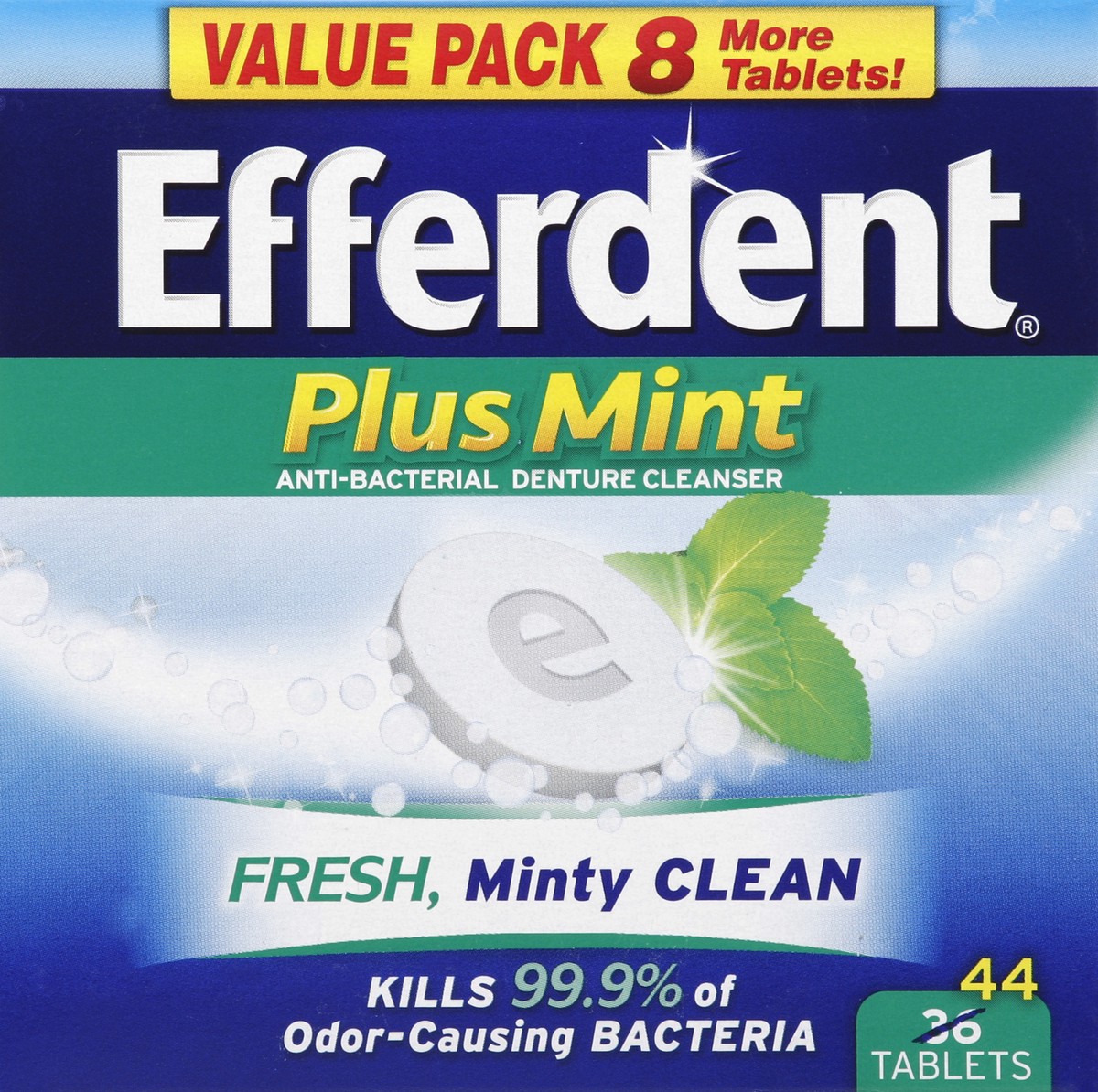 slide 1 of 9, Efferdent Denture Cleanser 44 ea, 44 ct