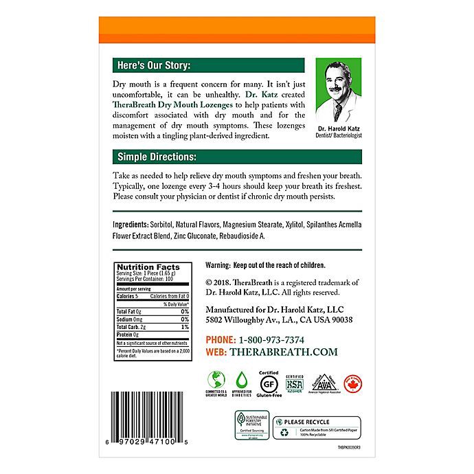 slide 2 of 3, TheraBreath Mandarin Mint Dry Mouth Lozenges, 100 ct