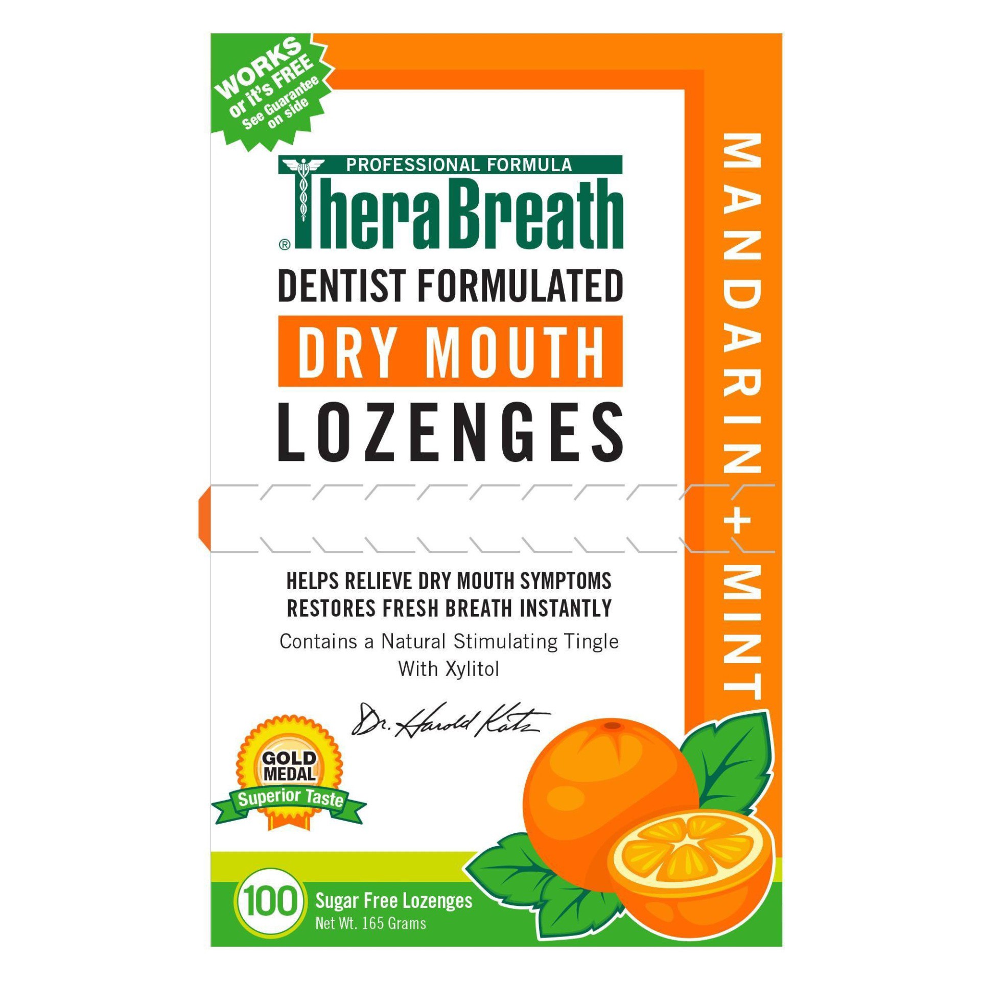 slide 1 of 3, TheraBreath Mandarin Mint Dry Mouth Lozenges, 100 ct