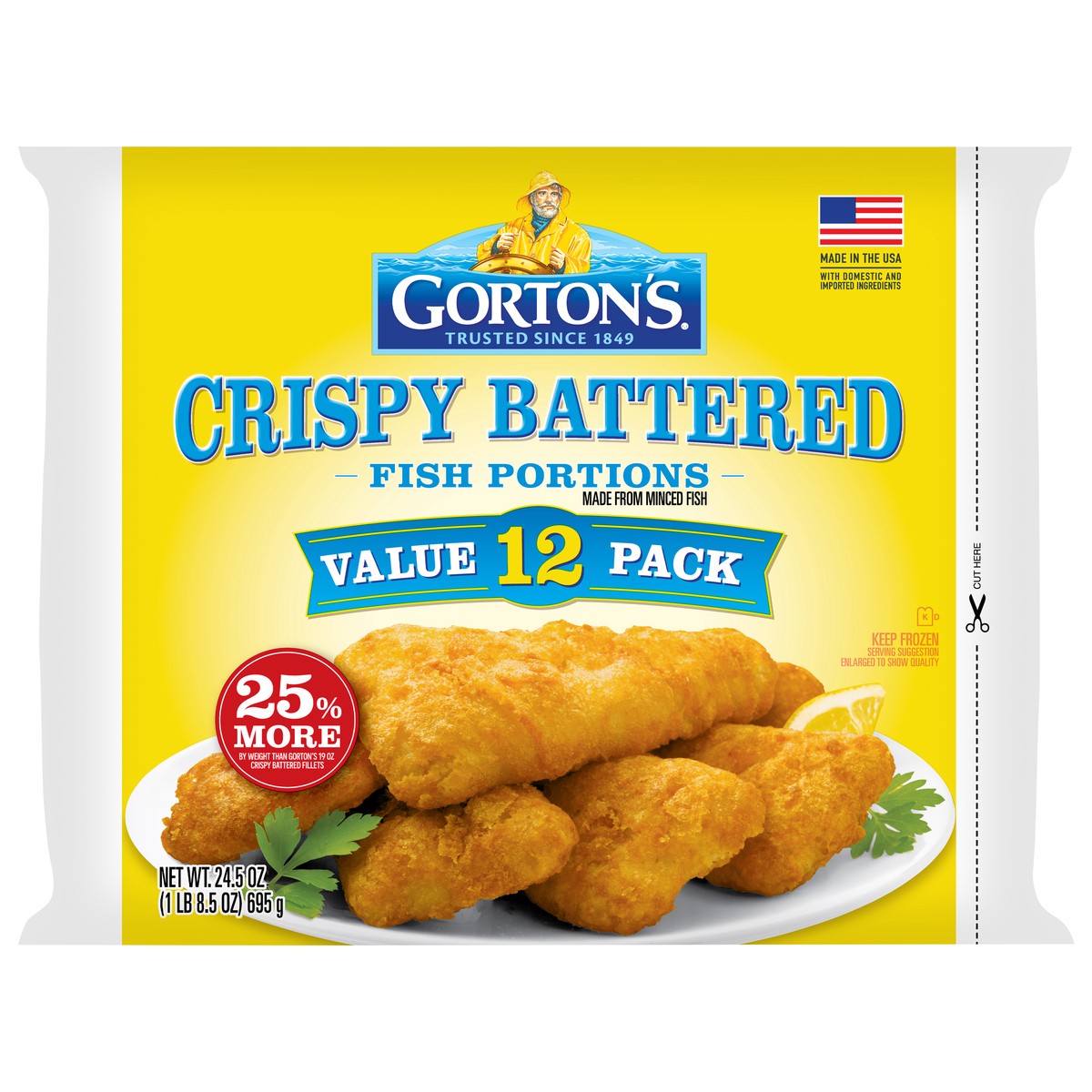 slide 1 of 34, Gorton's Crispy Battered Fish Portions Value Pack 12 Each, 12 ct