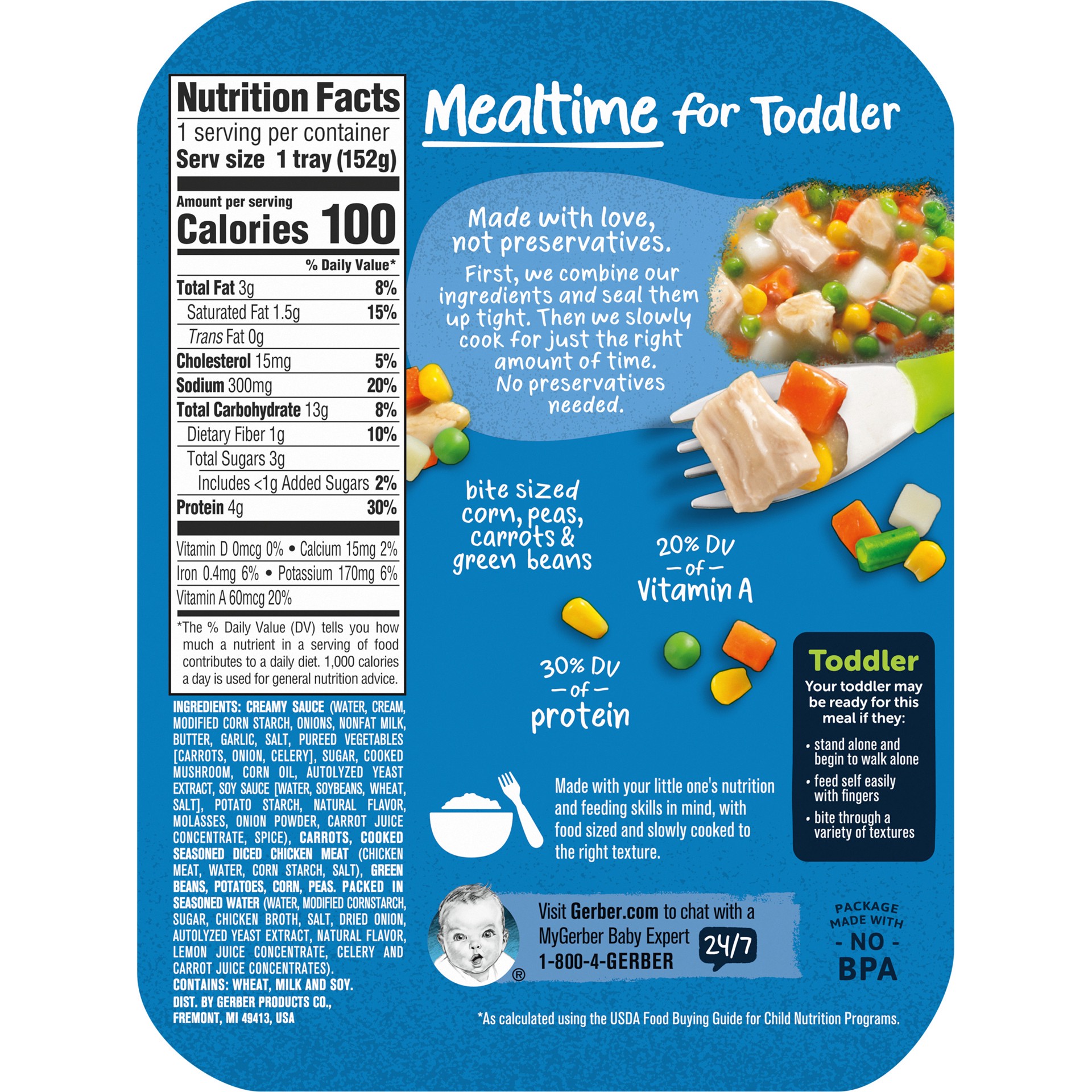 slide 3 of 5, Gerber (Pack of 8) Gerber Lil' Entrees Creamy Chicken Stew with Vegetables Toddler Food, 6.67 Oz Tray, 6.7 oz