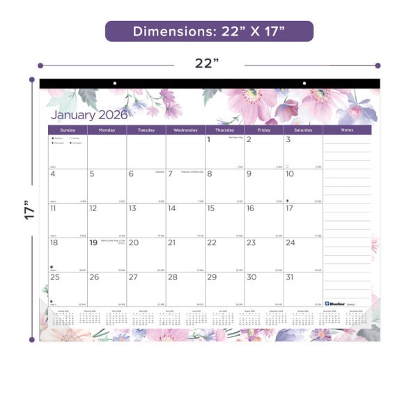 slide 5 of 6, 2026 Blueline® Colorful Monthly Desk Pad Calendar, 22"" x 17"", Passion, January To December, C194113, 1 ct