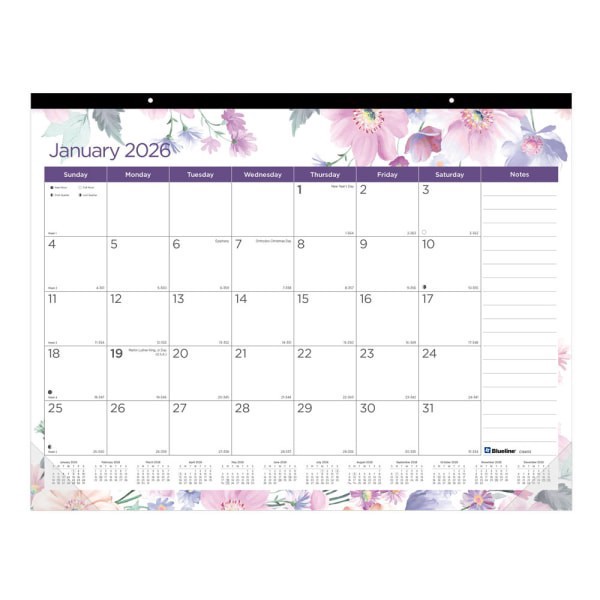 slide 1 of 6, 2026 Blueline® Colorful Monthly Desk Pad Calendar, 22"" x 17"", Passion, January To December, C194113, 1 ct