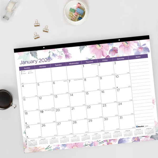 slide 6 of 6, 2026 Blueline® Colorful Monthly Desk Pad Calendar, 22"" x 17"", Passion, January To December, C194113, 1 ct