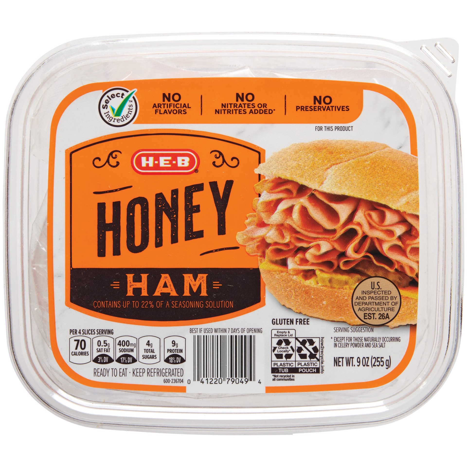 slide 1 of 1, H-E-B Honey Ham Shaved, 9 oz
