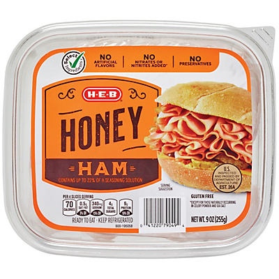 slide 1 of 1, H-E-B Honey Ham Shaved, 9 oz