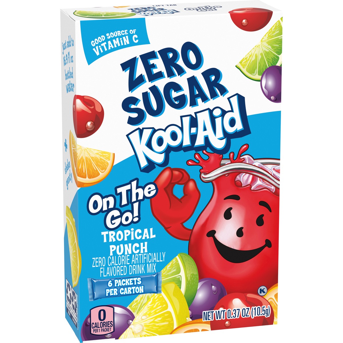 slide 9 of 9, Kool-Aid Tropical Punch Zero Sugar Artificially Flavored Powdered Soft Drink Mix, 6 ct On-the-Go-Packets, 6 ct