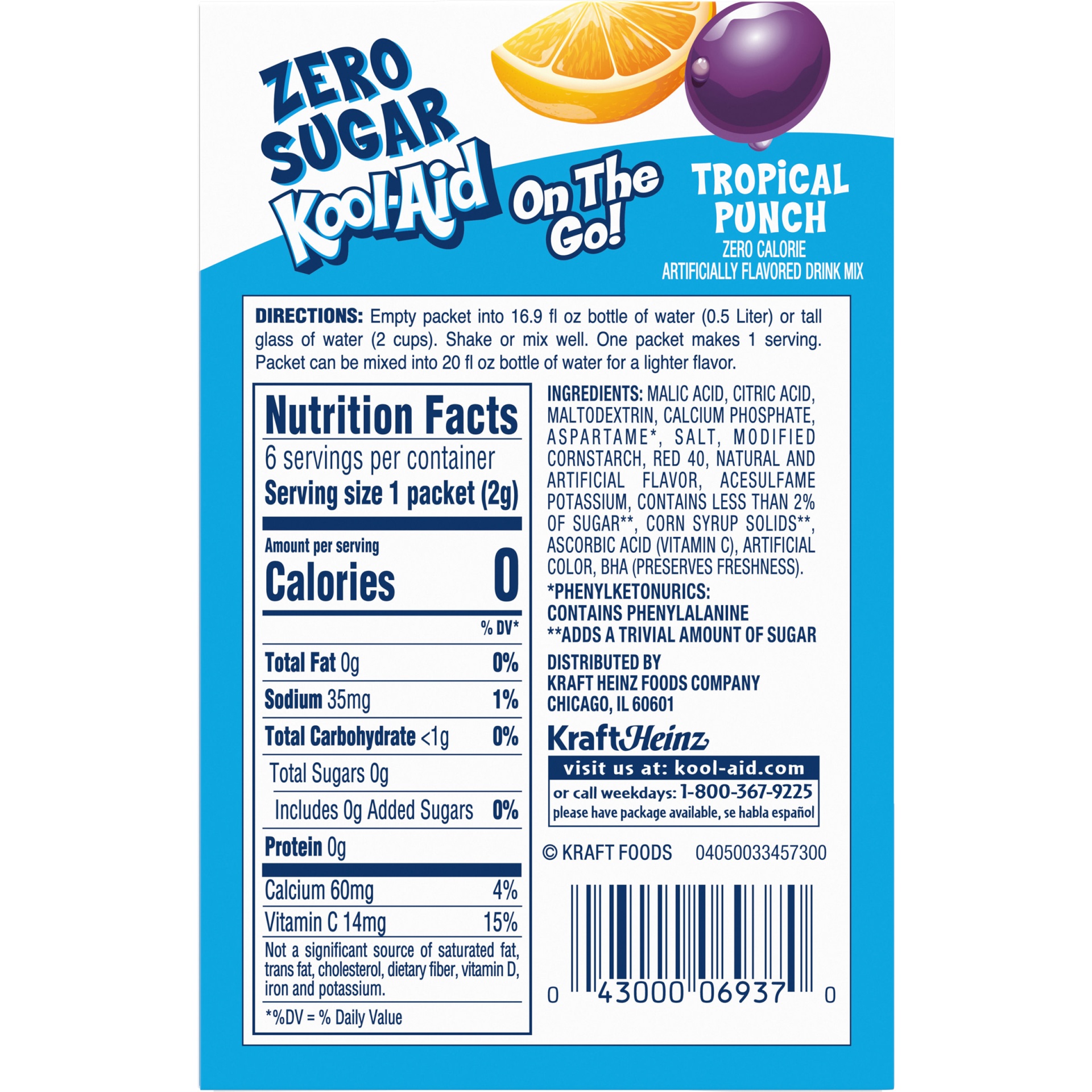 slide 2 of 2, Kool-Aid Tropical Punch Zero Sugar Artificially Flavored Powdered Soft Drink Mix On-the-Go-Packets, 0.37 oz