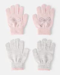 Carter's Girls 2-Pack Bow Winter Gloves - Grey/Pink Grey/Pink 8-14