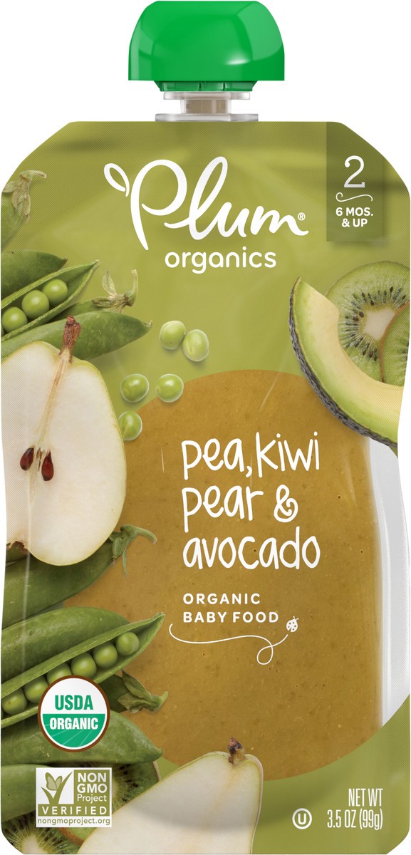 slide 12 of 12, Plum Organics Stage 2 Organic Pea, Kiwi, Pear & Avocado 3.5oz Pouch, 3.5 oz