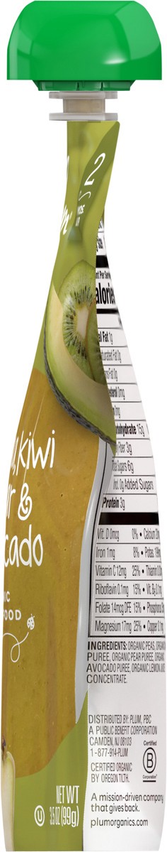 slide 3 of 12, Plum Organics Stage 2 Organic Pea, Kiwi, Pear & Avocado 3.5oz Pouch, 3.5 oz