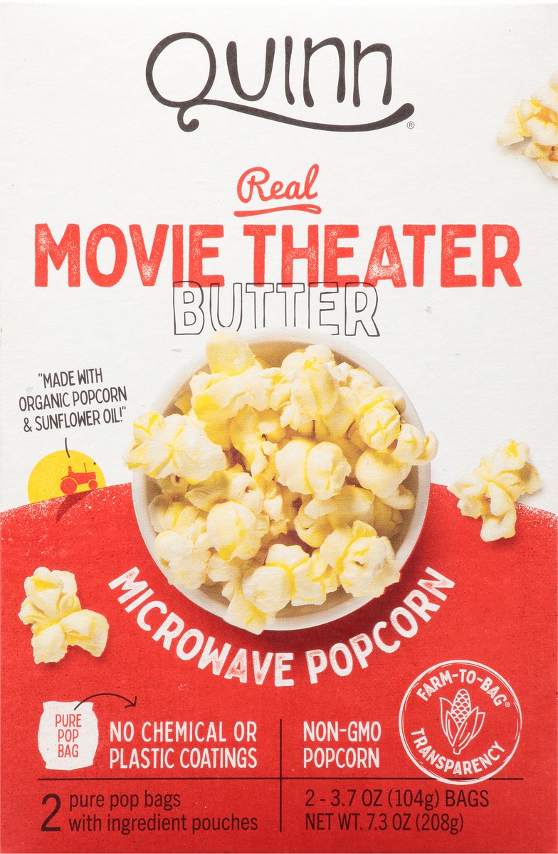 slide 6 of 9, Quinn Movie Theater Butter Microwave Popcorn 2-3.7 oz Bags, 2 ct