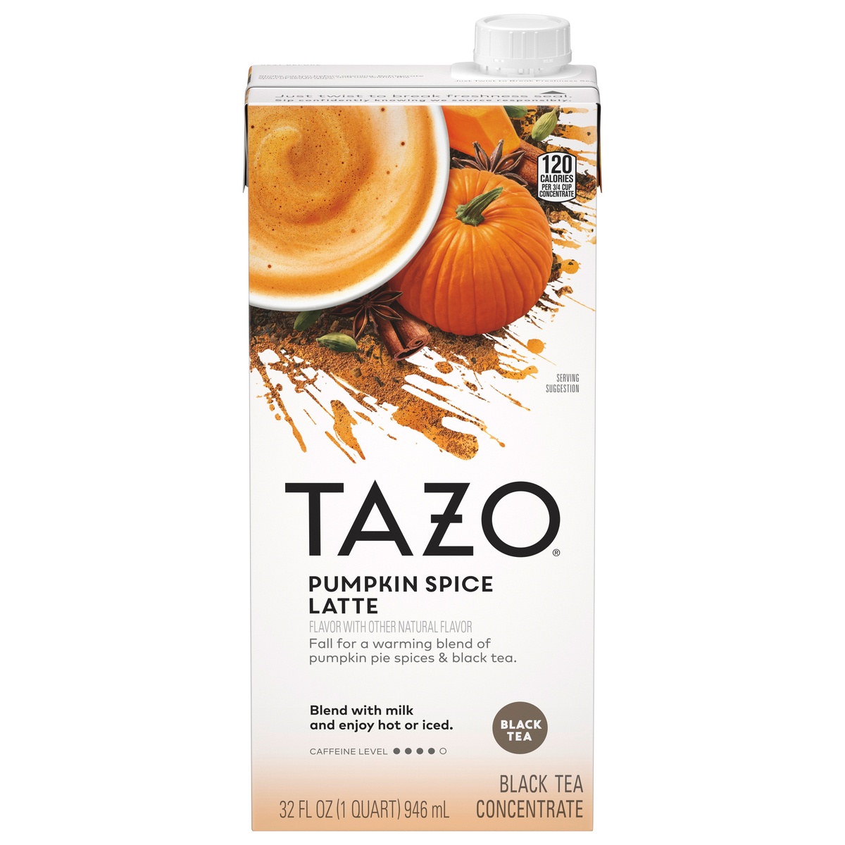 slide 1 of 1, Tazo Pumpkin Spice Chai Latte, 32 fl oz