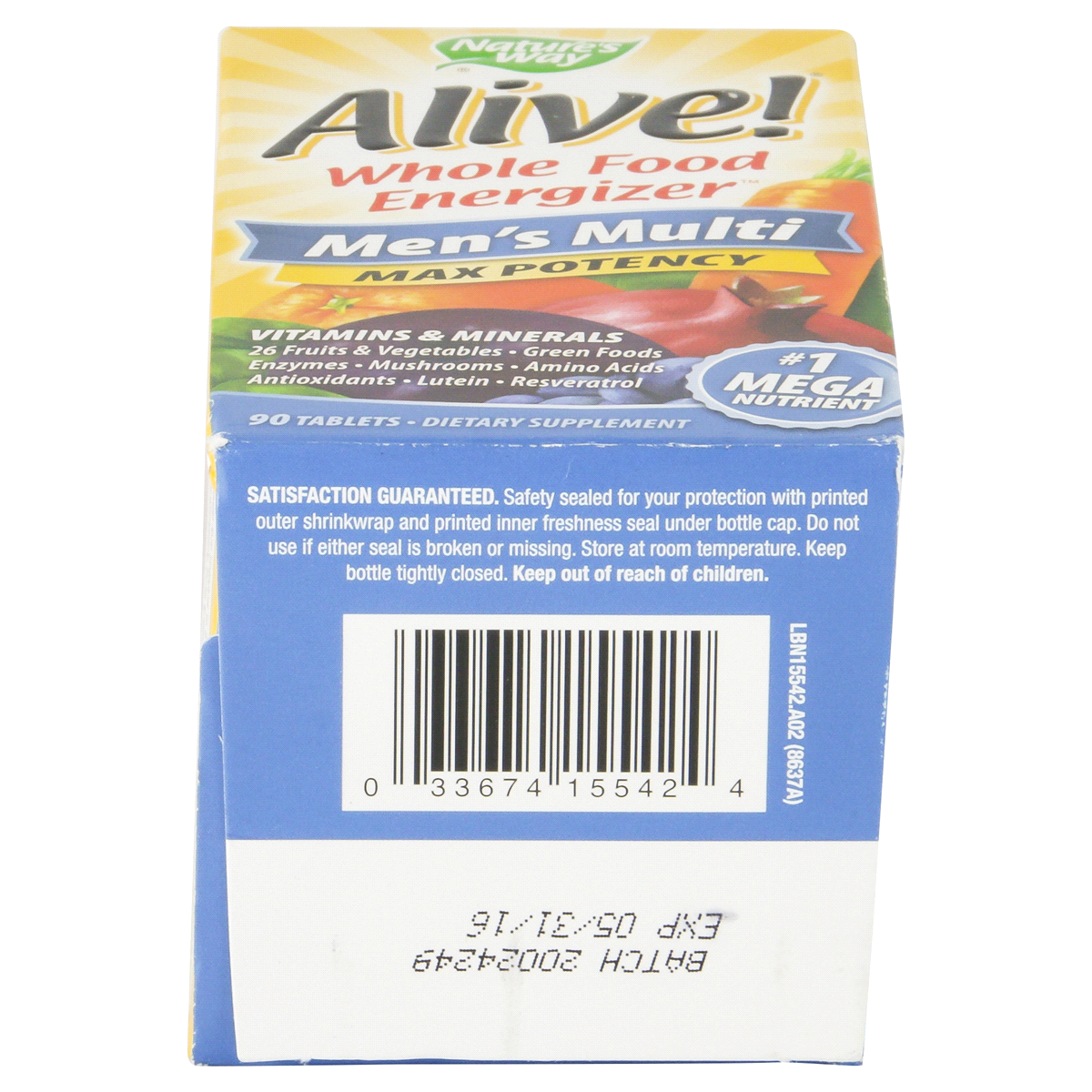 slide 2 of 6, Nature's Way Alive! Men's Complete Max 3 Potency Tablets Multivitamin 90 ea, 90 ct