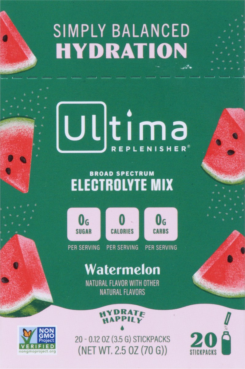 slide 9 of 13, Ultima Replenisher Daily Watermelon Electrolyte Drink Mix 20 - 0.12 oz Each, 2.5 oz