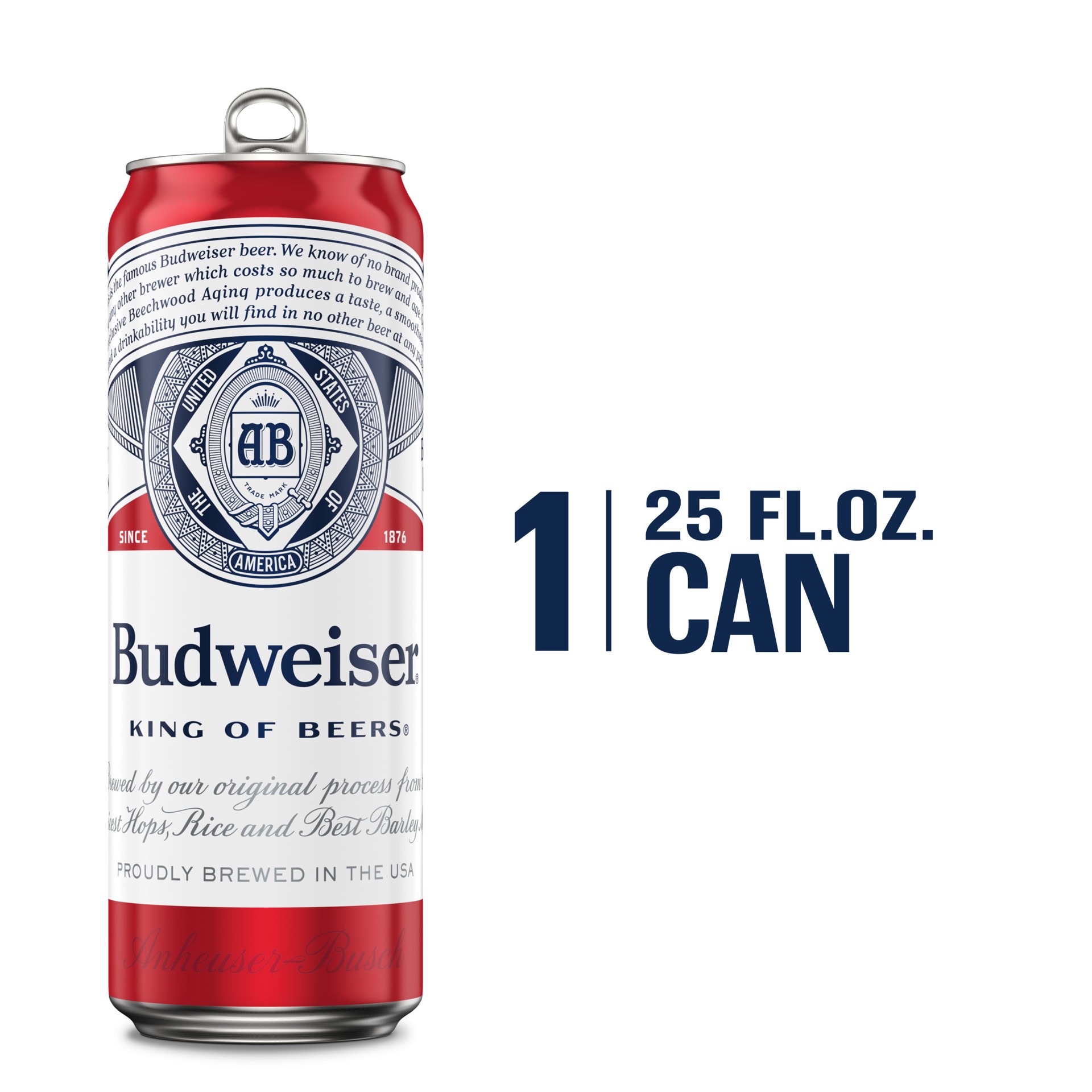 slide 1 of 13, Budweiser American Lager Beer 25 fl oz Can, 25 fl oz