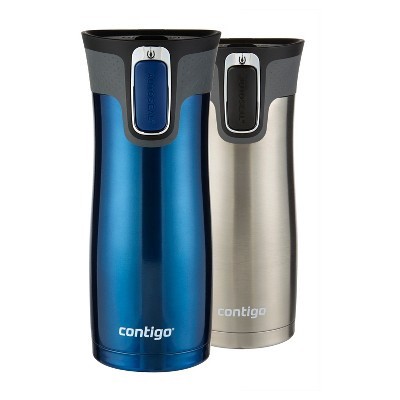 slide 1 of 3, Contigo West Loop Mug Vacuum insulated Blue/Silver, 2 ct