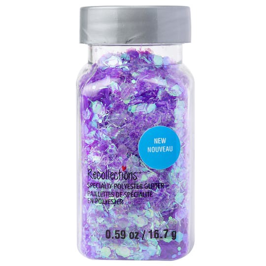 slide 1 of 3, Purple Mixed Shape Tinsel Specialty Polyester Glitter By Recollections, 0.59 oz