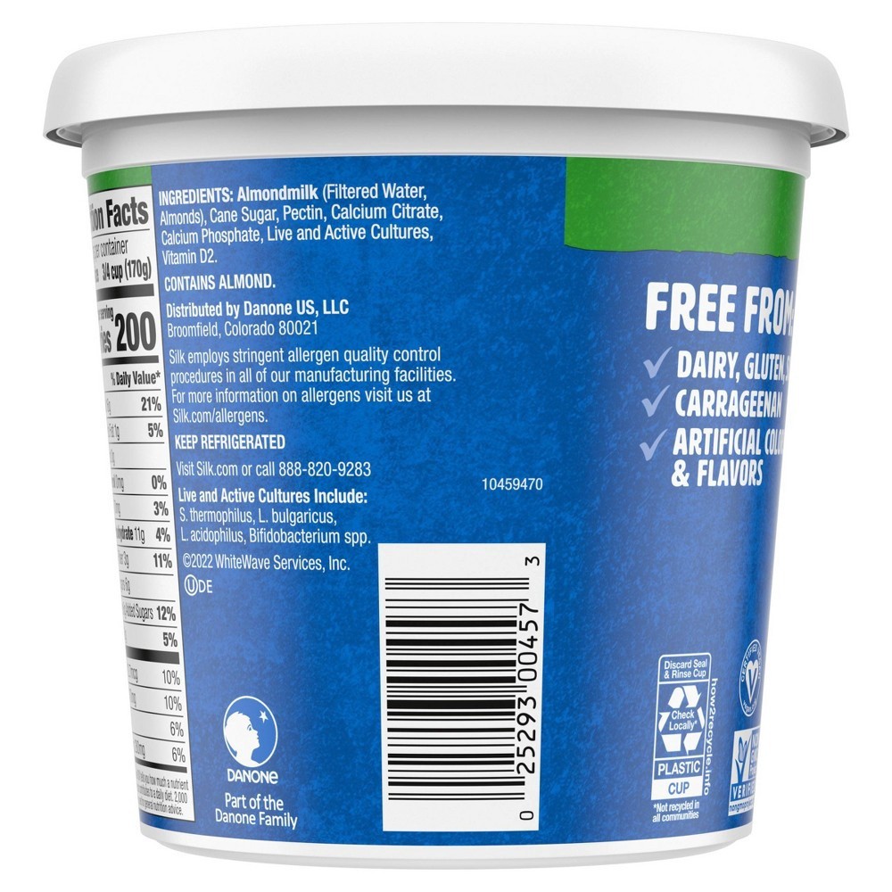 slide 3 of 8, Silk Plain Dairy Free, Almond Milk Yogurt Alternative, Rich and Creamy Plant Based Yogurt with 6 Grams of Protein, 24 OZ Tub, 24 oz