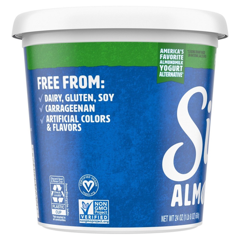 slide 5 of 8, Silk Plain Dairy Free, Almond Milk Yogurt Alternative, Rich and Creamy Plant Based Yogurt with 6 Grams of Protein, 24 OZ Tub, 24 oz