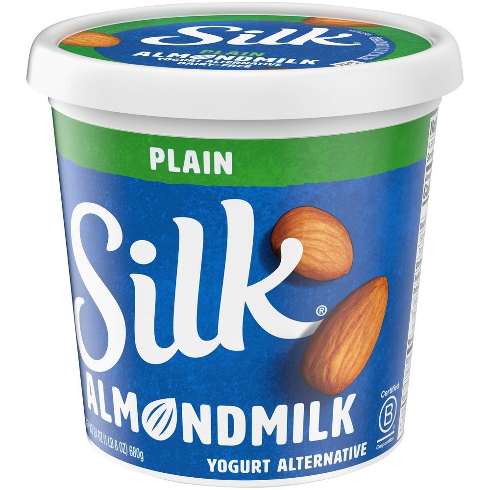 slide 8 of 8, Silk Plain Dairy Free, Almond Milk Yogurt Alternative, Rich and Creamy Plant Based Yogurt with 6 Grams of Protein, 24 OZ Tub, 24 oz