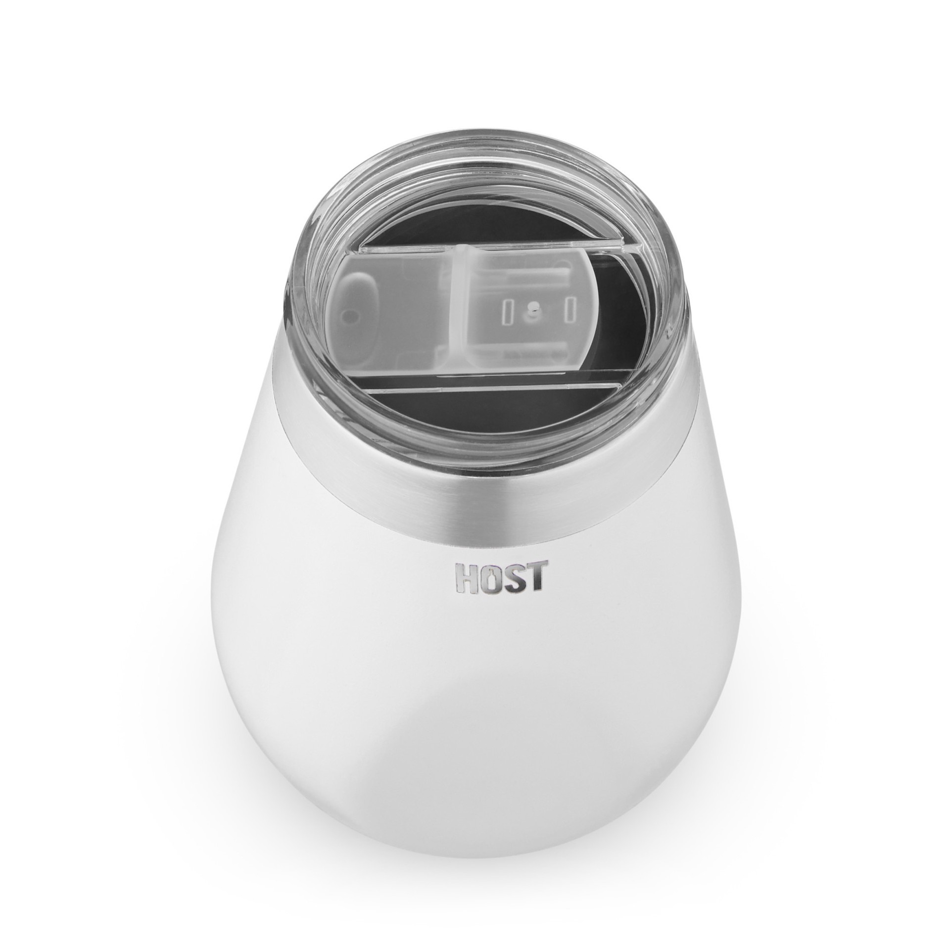 slide 4 of 5, HOST Wine Freeze Lid, Set of 2, Sliding Tab Closure, Travel Cup Lid for Wine Freeze Cooling Cup, Clear, 2 ct