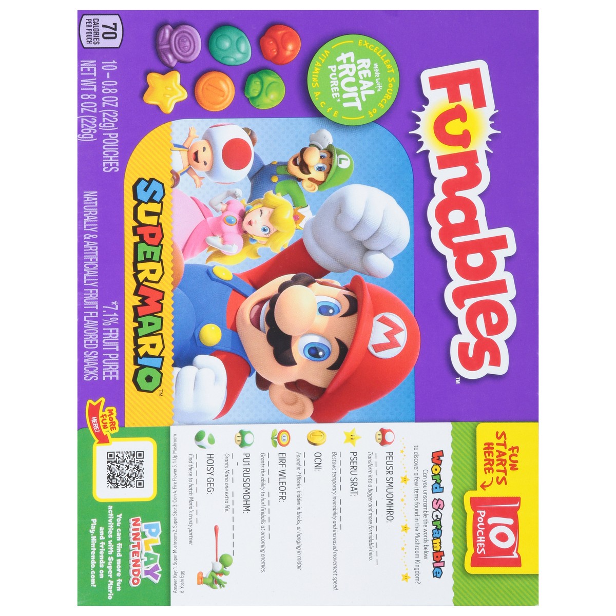 slide 3 of 16, Funables Super Mario Fruit Snacks 10 - 0.8 oz Pouches, 10 ct