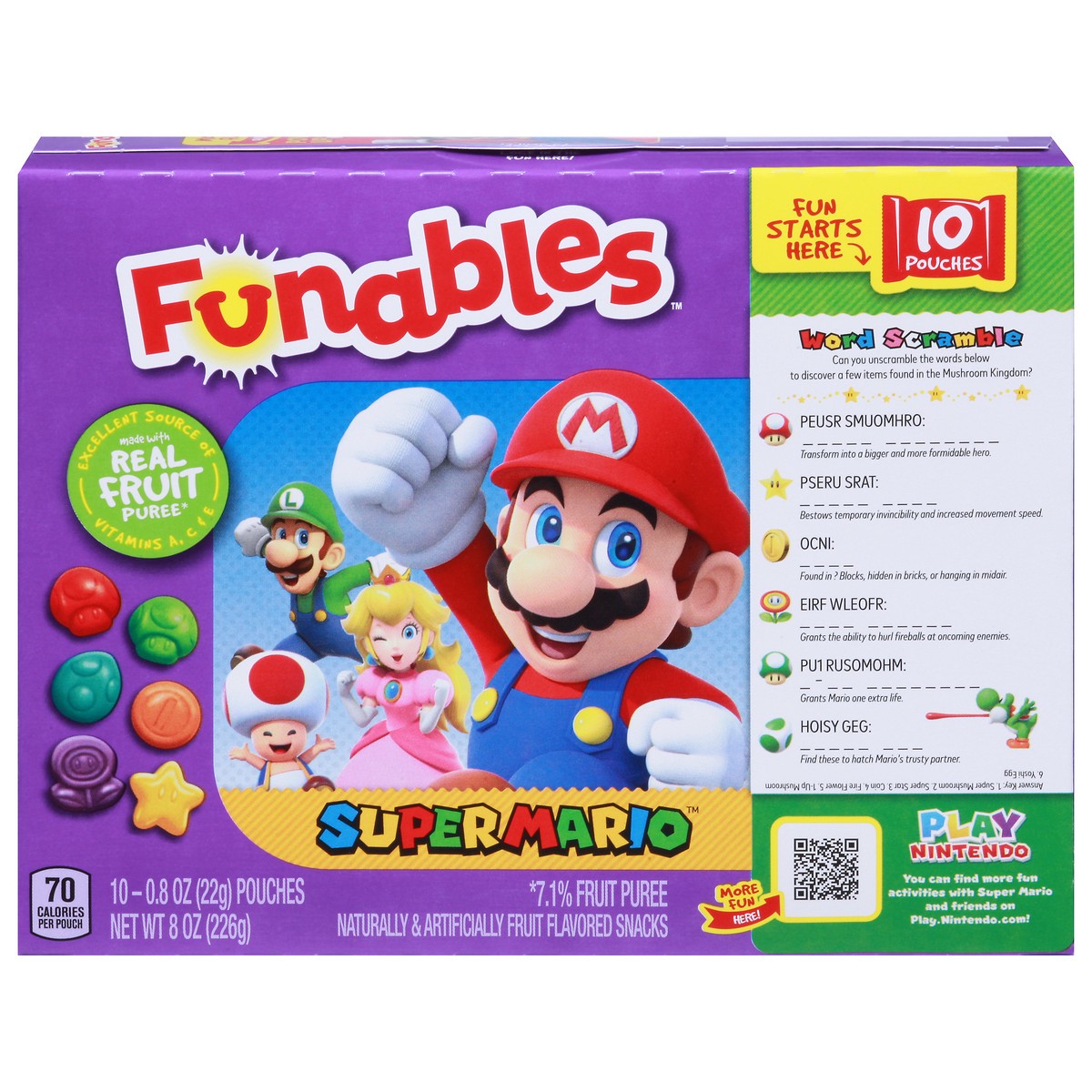 slide 4 of 16, Funables Super Mario Fruit Snacks 10 - 0.8 oz Pouches, 10 ct