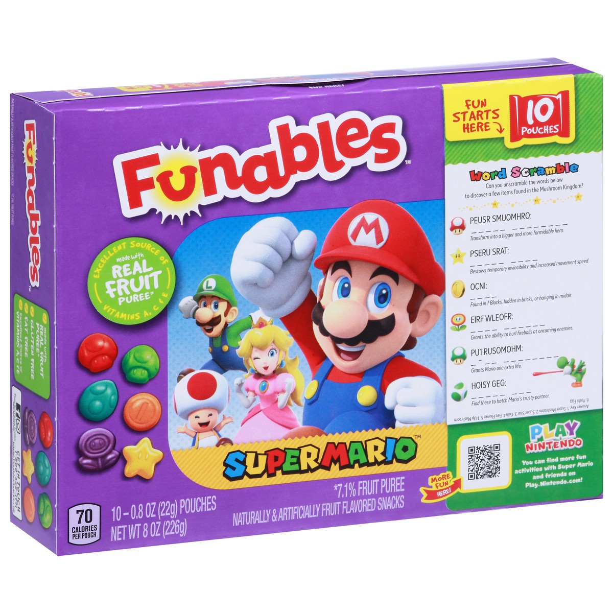 slide 7 of 16, Funables Super Mario Fruit Snacks 10 - 0.8 oz Pouches, 10 ct