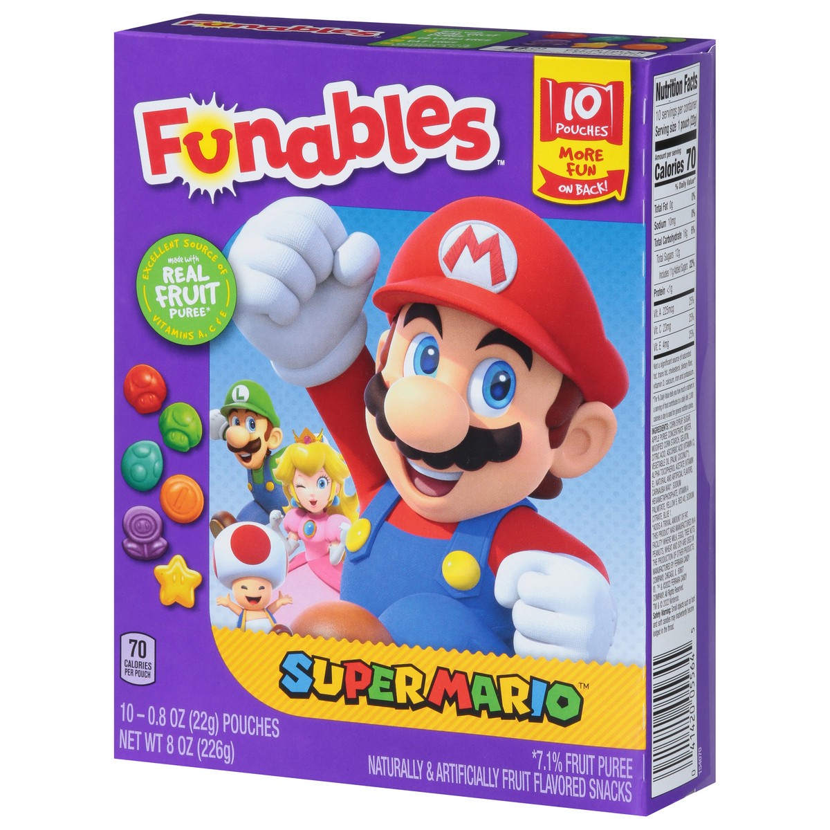 slide 6 of 16, Funables Super Mario Fruit Snacks 10 - 0.8 oz Pouches, 10 ct