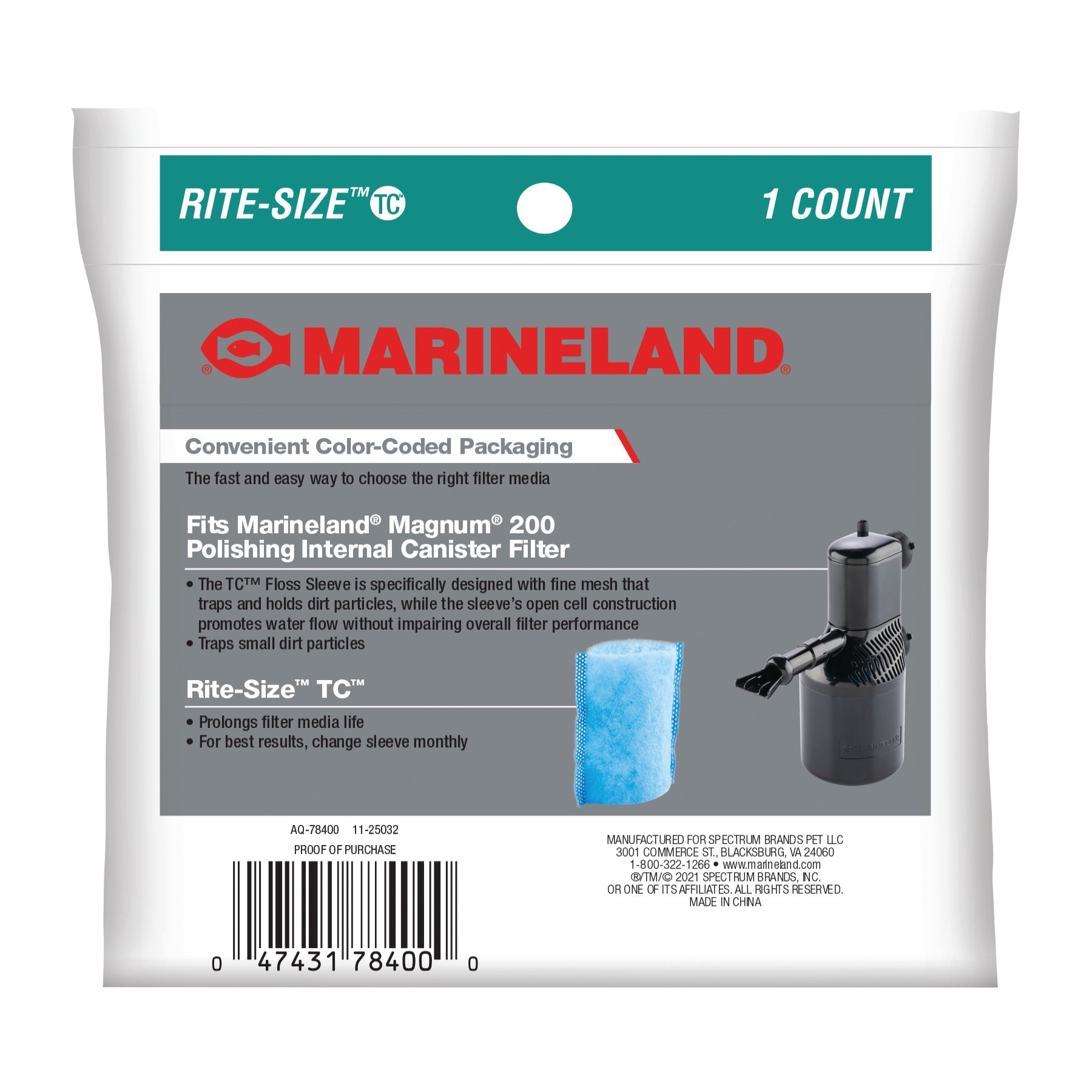 slide 6 of 8, Marineland Magnum 200 Polishing Internal Filter Floss Sleeve, 1 ct