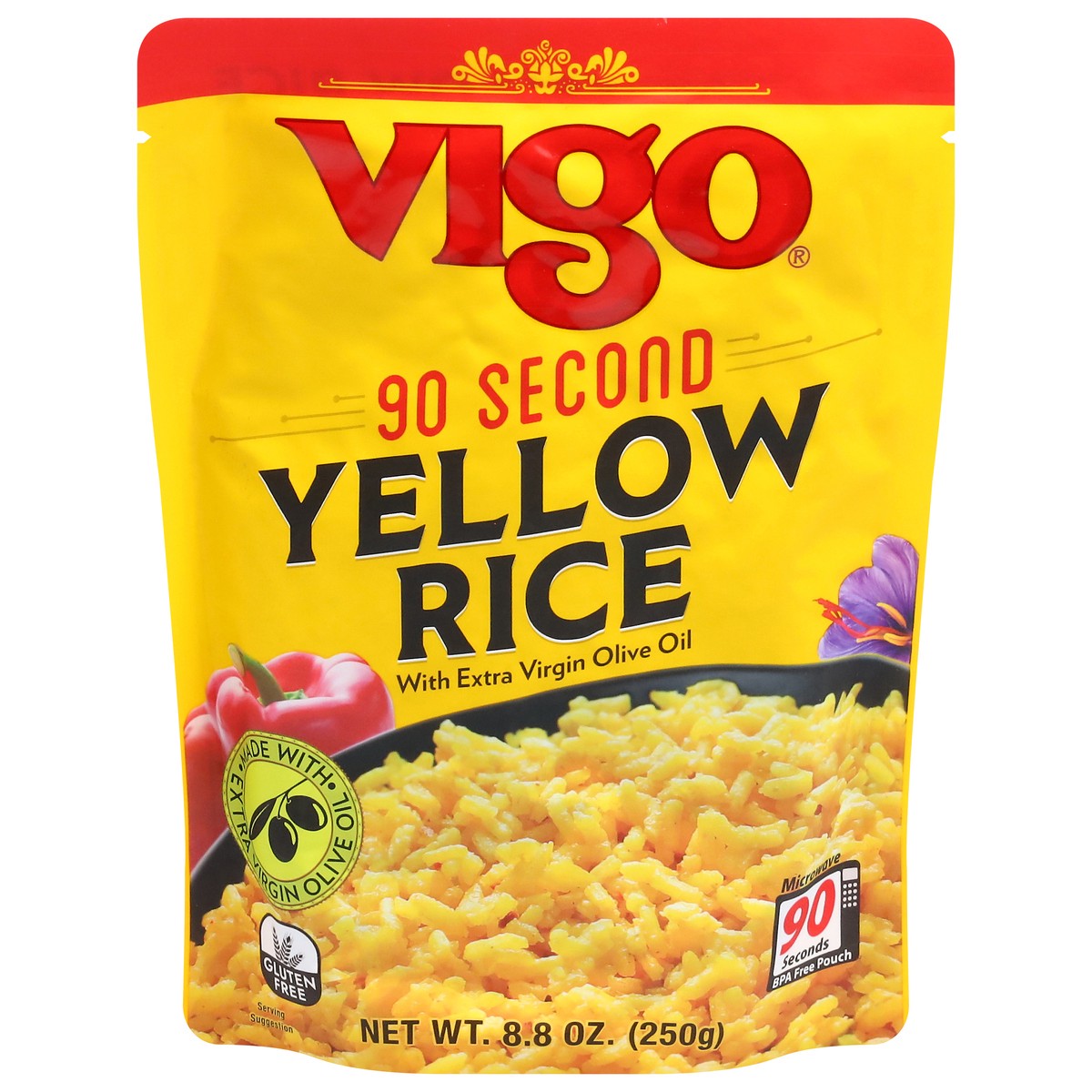 slide 3 of 14, Vigo 90 Second Yellow Rice with Extra Virgin Olive Oil 8.8 oz, 8.8 oz