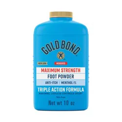 Gold Bond Medicated Talc-Free Foot Powder 10 oz, Maximum Strength Odor Control & Itch Relief