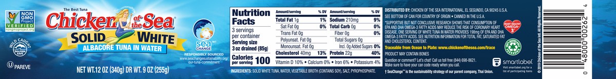 slide 3 of 6, Chicken of the Sea Solid White Premium Albacore Tuna in Water 12 oz, 12 oz