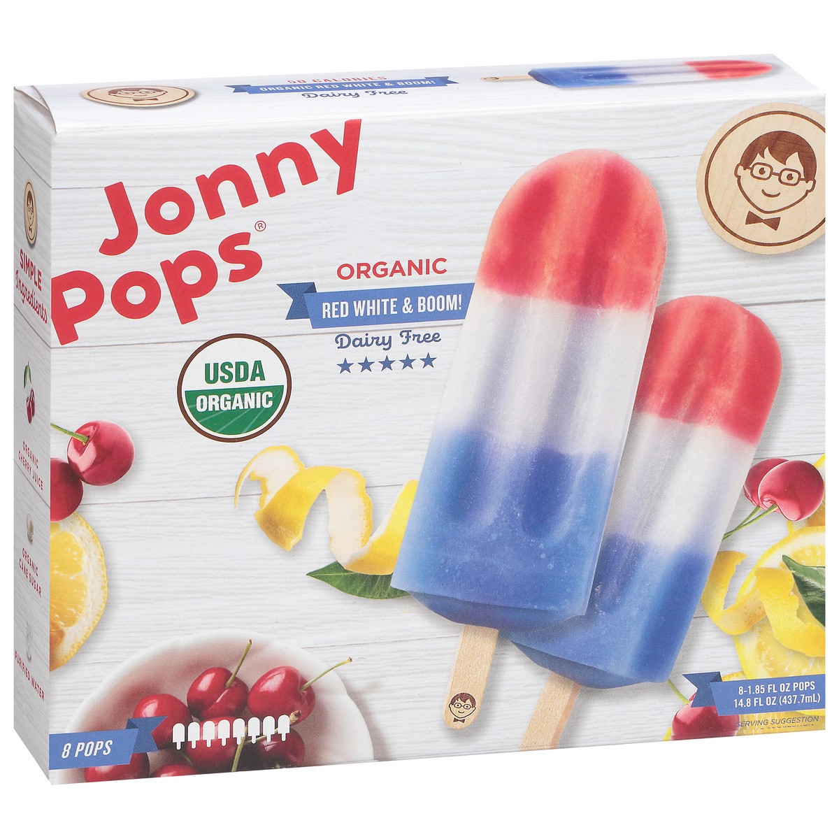 slide 2 of 9, Jonny Pops Dairy Free Red White & Boom Pops, 1 ct