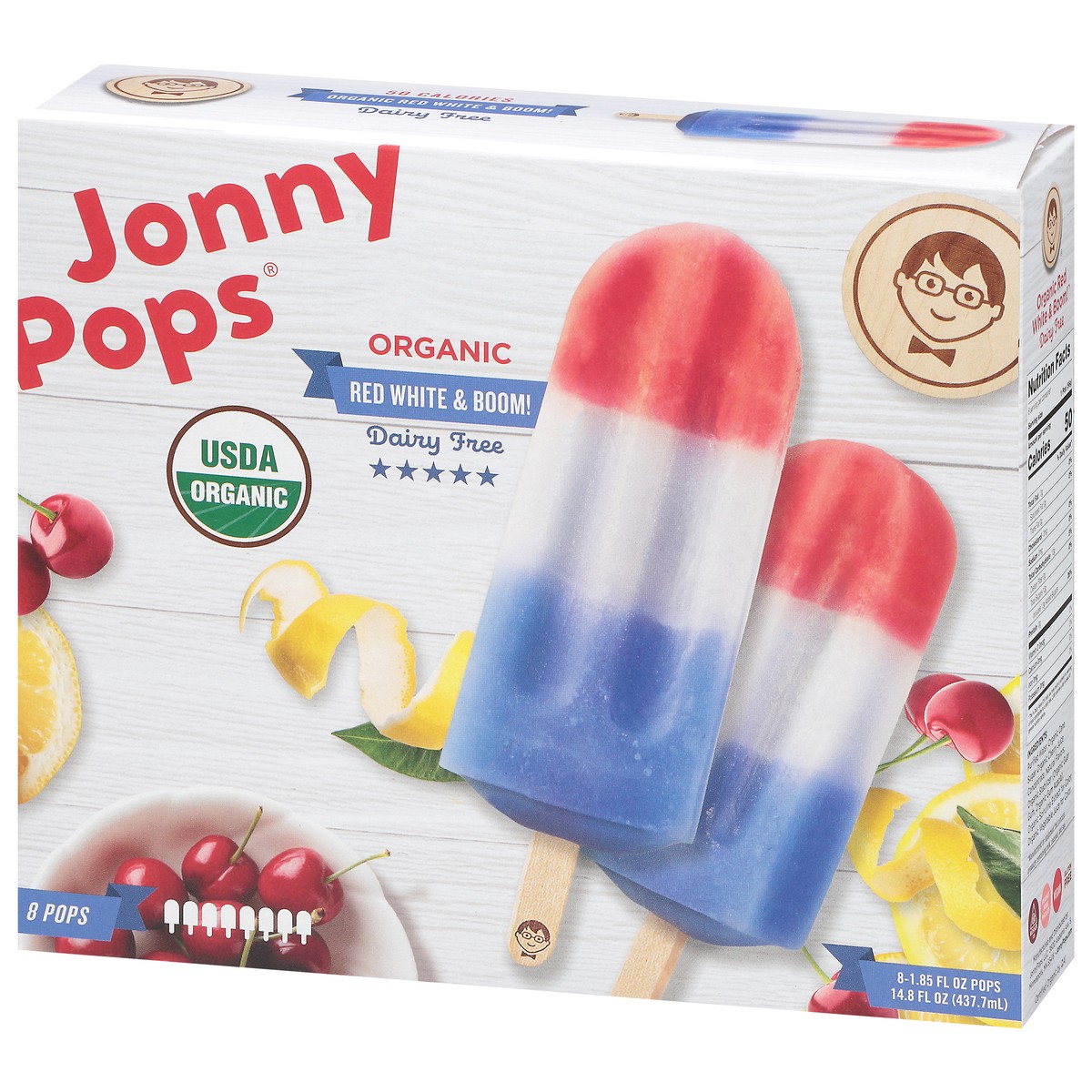 slide 8 of 9, Jonny Pops Organic Red, White, & Boom Water Pops 8 PK, 14.8 fl oz