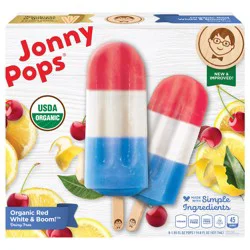 Jonny Pops Organic Red, White, & Boom Water Pops 8 PK