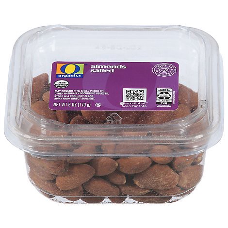 slide 1 of 1, O Orgnics Almonds Salted - 6 Oz., 6 oz
